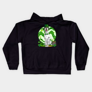 Dalmatian Dog St Patricks Day Leprechaun Irish Kids Hoodie